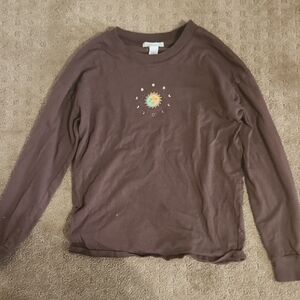 Small Full Tilt Womens Long Sleeve Brown Shirt